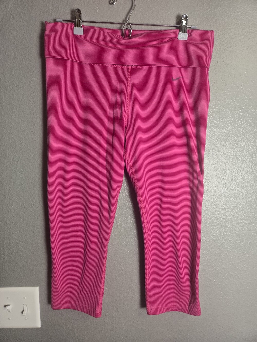 Nike Dri-Fit Foldover Waist Pink Exercise Leggings Size Large